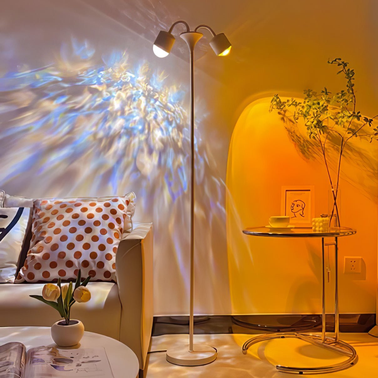 Ambient Floor Lamp 2 lamps ∅ 8.5″ x H 63″ / Dia 21.5cm x H 160cm (Power ~30W) / White / USB Plug Floor lamp