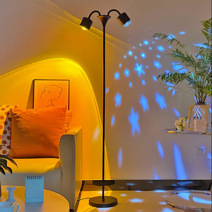 Ambient Floor Lamp 2 lamps ∅ 8.5″ x H 63″ / Dia 21.5cm x H 160cm (Power ~30W) / Black / USB Plug Floor lamp