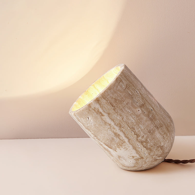 Amidori Table Lamp ∅ 6.9″ x H 6.7″ / Yellow Travertine. / US Plug Table lamp
