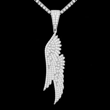 Moissanite Feather Pendant Angel wing