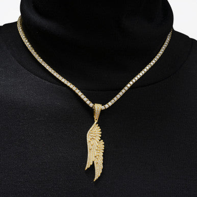 Moissanite Feather Pendant Angel wing