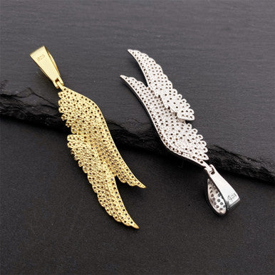 Moissanite Feather Pendant Angel wing
