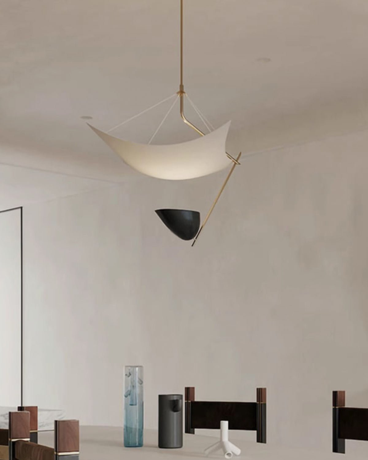 Angelo Lelii Pendant Light ∅ 19.7″ x H 27.6″ / Dia 50cm x H 70cm / Gold & White & Black / Warm Light Pendant light
