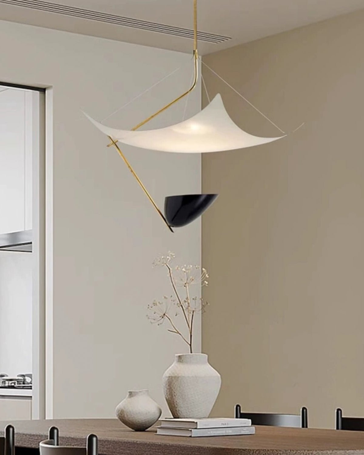 Angelo Lelii Pendant Light ∅ 19.7″ x H 27.6″ / Dia 50cm x H 70cm / Gold & White & Black / Warm Light Pendant light