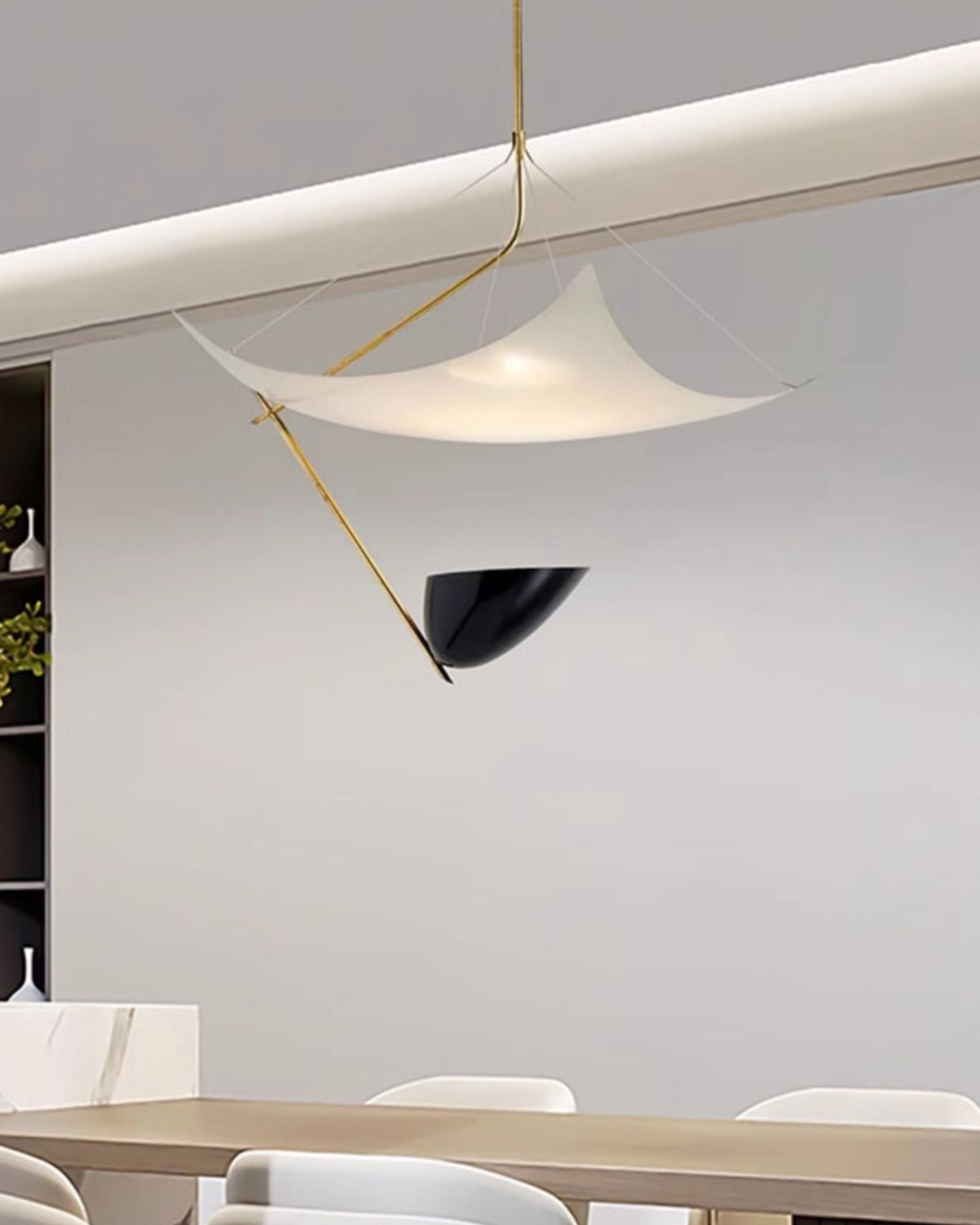Angelo Lelii Pendant Light ∅ 19.7″ x H 27.6″ / Dia 50cm x H 70cm / Gold & White & Black / Warm Light Pendant light