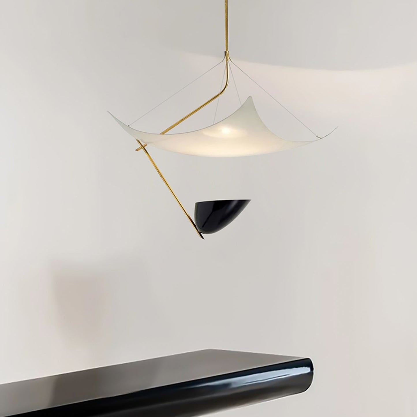 Angelo Lelii Pendant Light ∅ 19.7″ x H 27.6″ / Dia 50cm x H 70cm / Gold & White & Black / Warm Light Pendant light