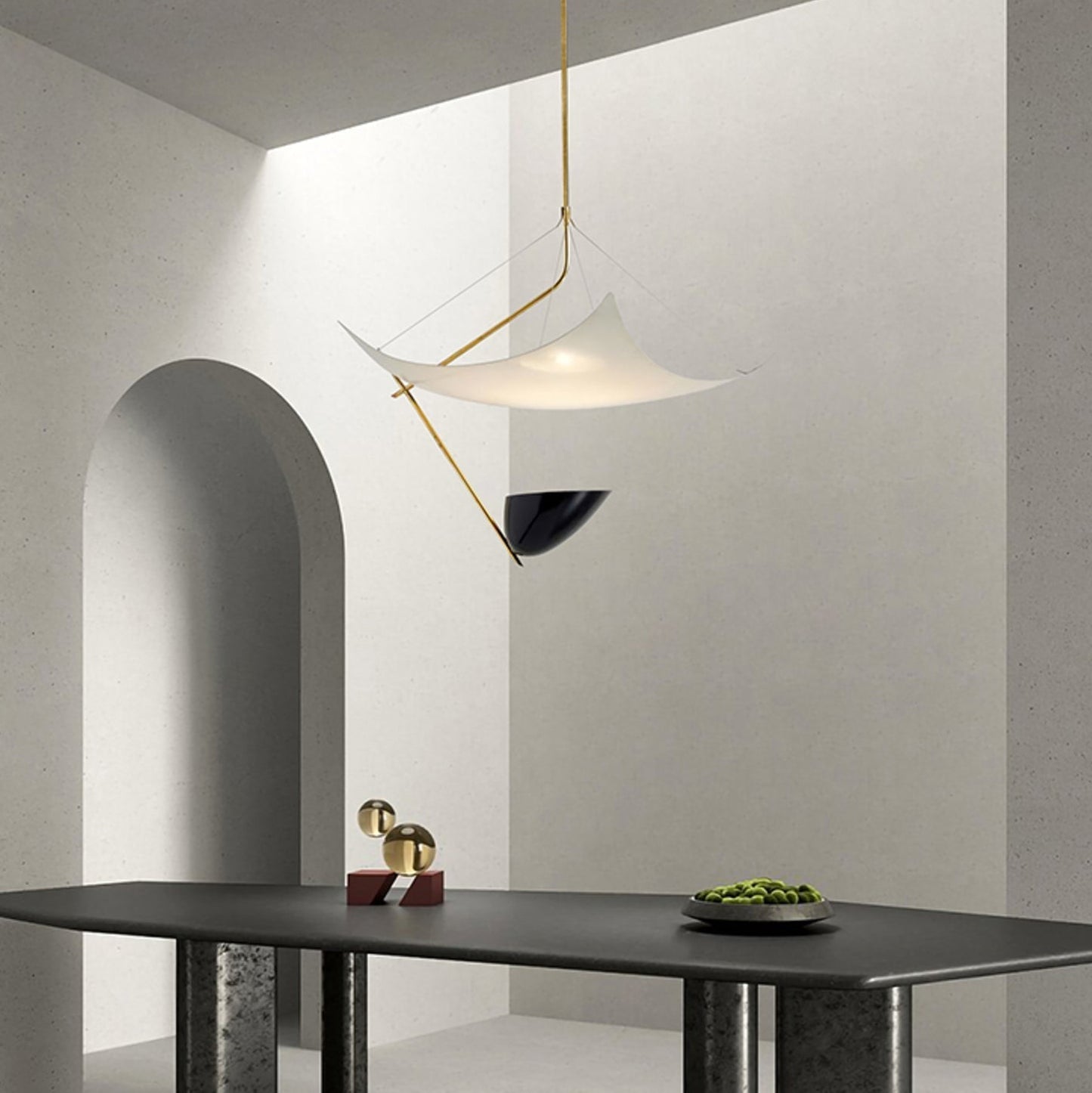 Angelo Lelii Pendant Light ∅ 19.7″ x H 27.6″ / Dia 50cm x H 70cm / Gold & White & Black / Warm Light Pendant light