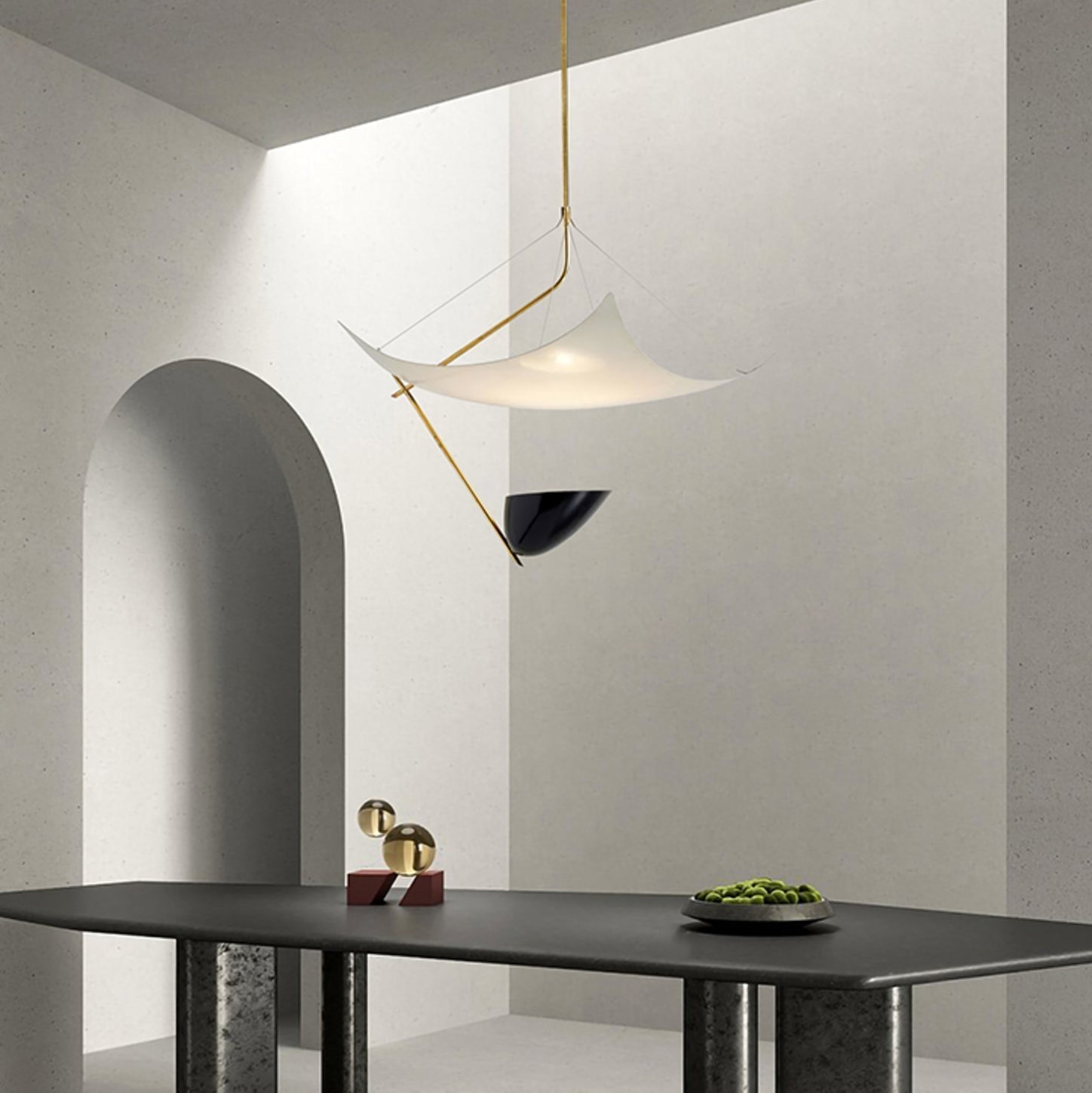 Angelo Lelii Pendant Light ∅ 19.7″ x H 27.6″ / Dia 50cm x H 70cm / Gold & White & Black / Warm Light Pendant light