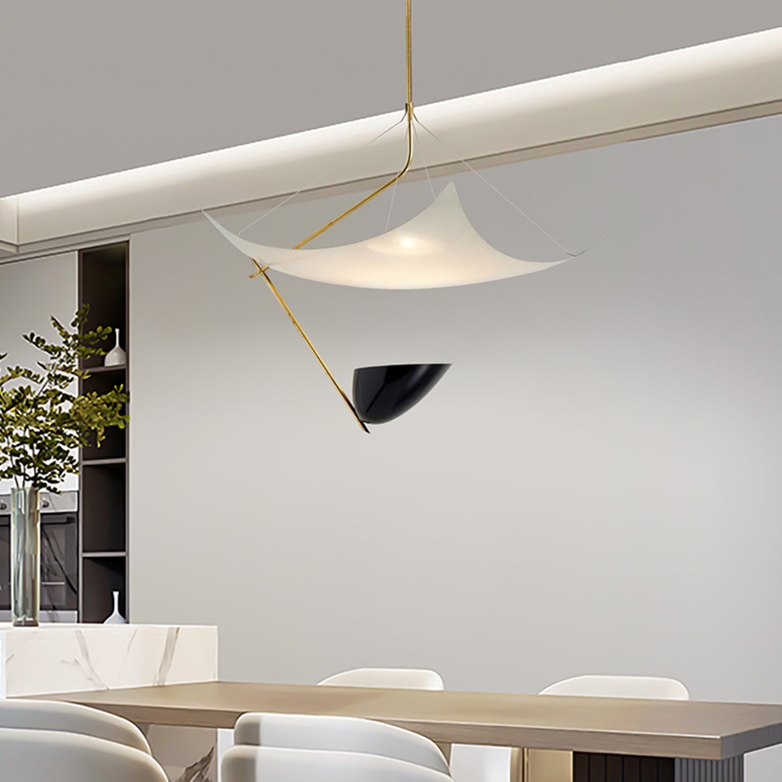 Angelo Lelii Pendant Light ∅ 19.7″ x H 27.6″ / Dia 50cm x H 70cm / Gold & White & Black / Warm Light Pendant light