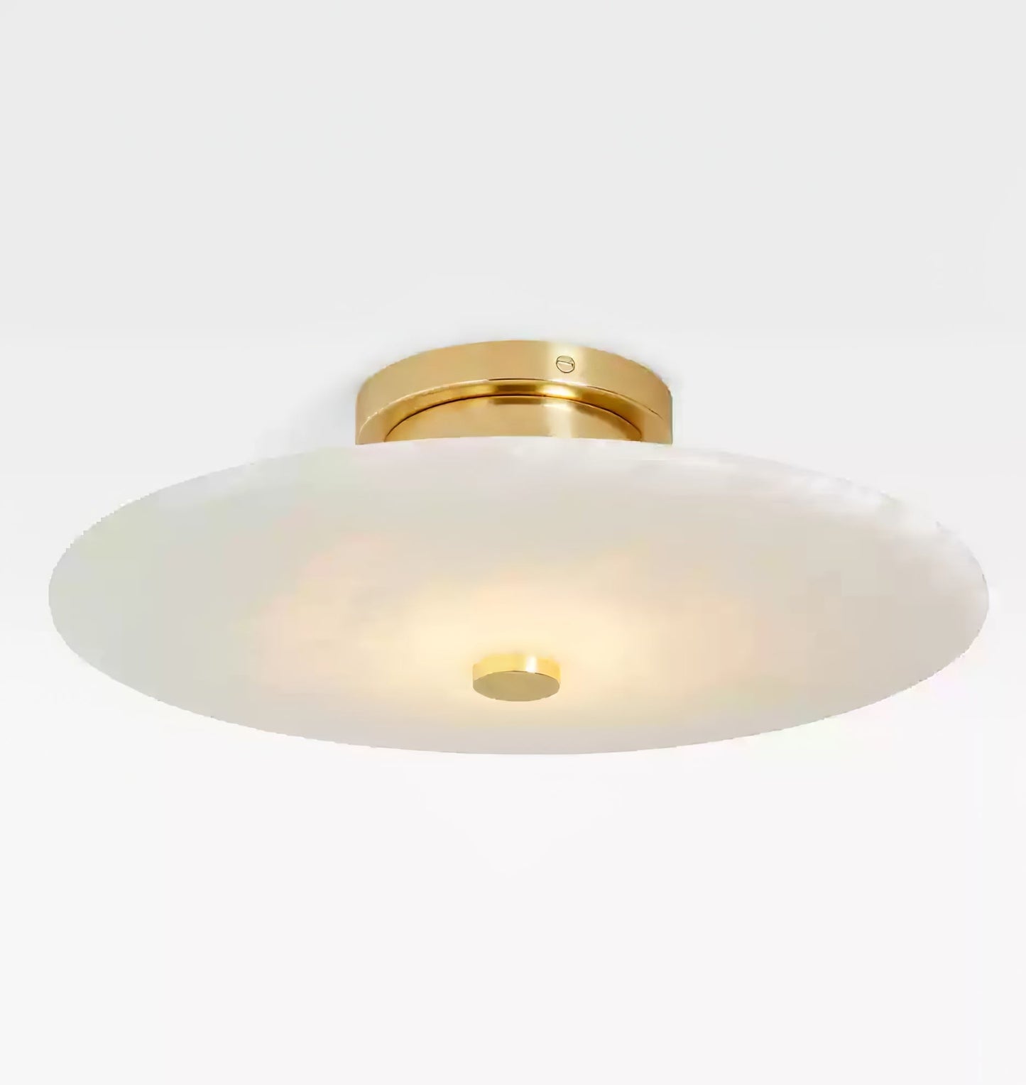 Ankeny Alabaster Ceiling Lamp ∅ 7.9″ x H 3.9″ / Brass & White Ceiling lamp