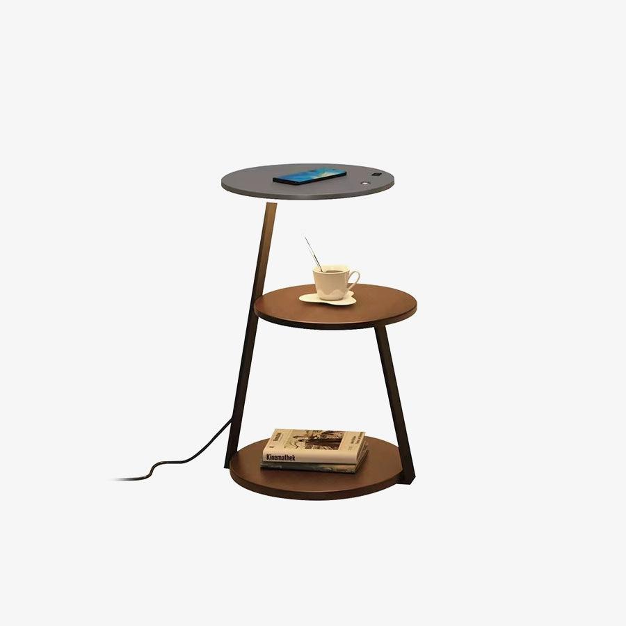 Antony Side Floor Lamp ∅ 14.2″ x H 23.6″ / Dia 36cm x H 60cm / Black & Wooden + Silver / US plug Floor lamp