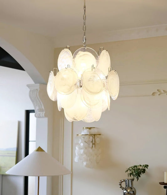 Aqua White Glass Chandelier