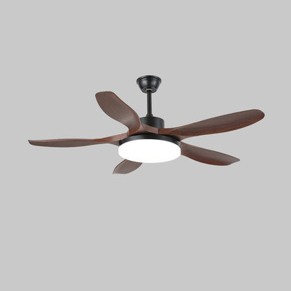 Keltis 42’’/52’’ Ceiling Fan Light ∅ 52″ x H 11.8″ / Model A Walnut Wood Grain & Black / Three-Color Changing Light