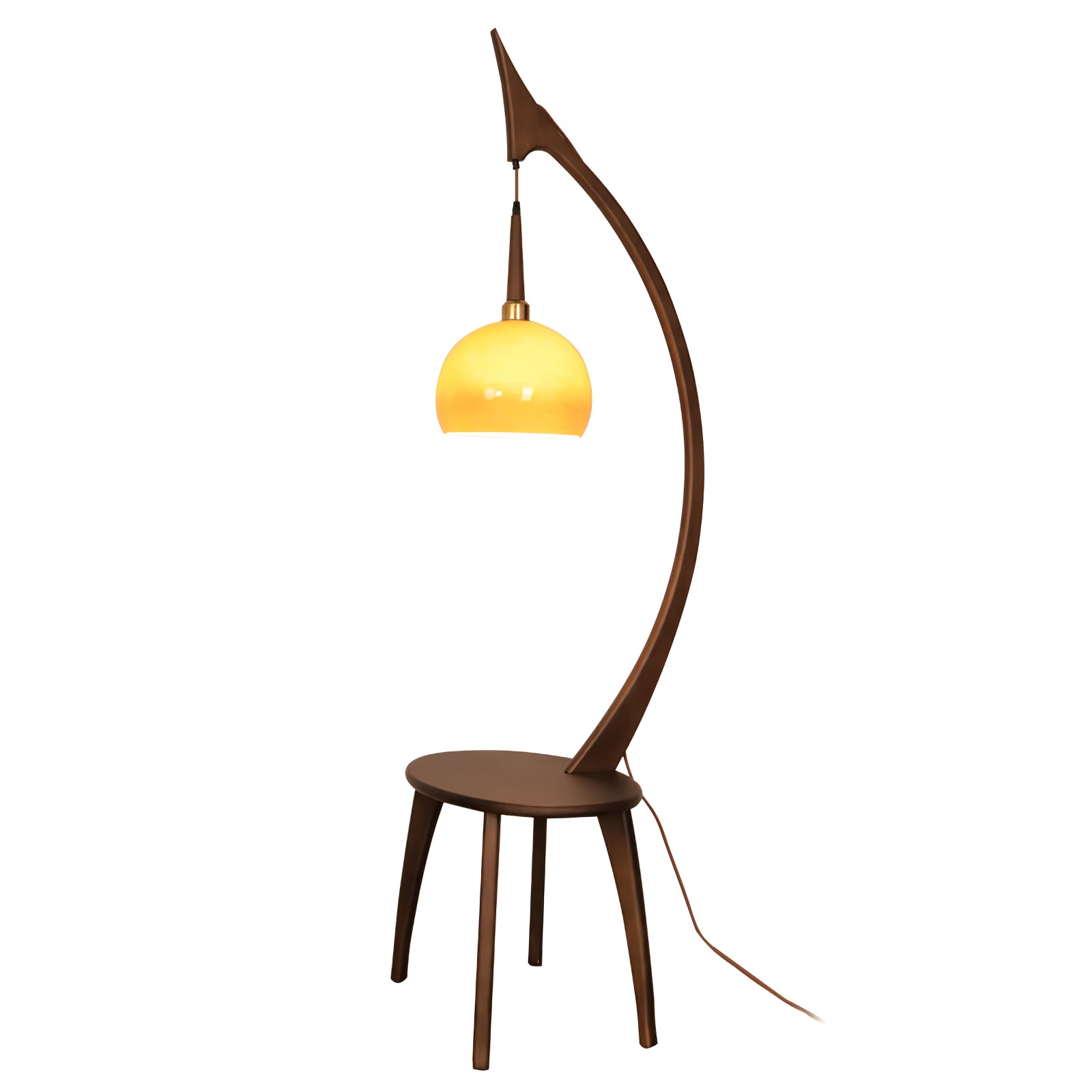 Arc Curve Floor Lamp ∅ 17.7″ x H 64.9″ / Walnut Color & Caramel / US Plug Floor lamp