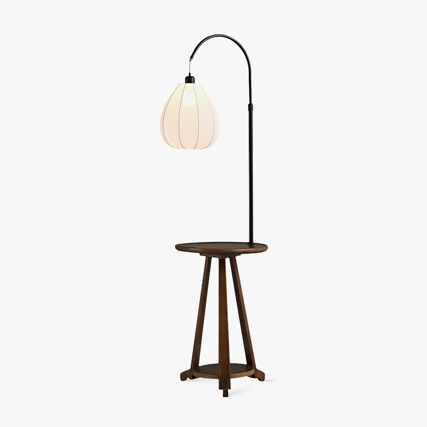 Arc Side Table Floor Lamp ∅ 16.5″ x H 66.9″ / Dia 42cm x H 170cm / Walnut color & White / US Plug Floor lamp
