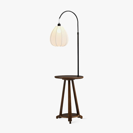 Arc Side Table Floor Lamp ∅ 16.5″ x H 66.9″ / Dia 42cm x H 170cm / Walnut color & White / US Plug Floor lamp