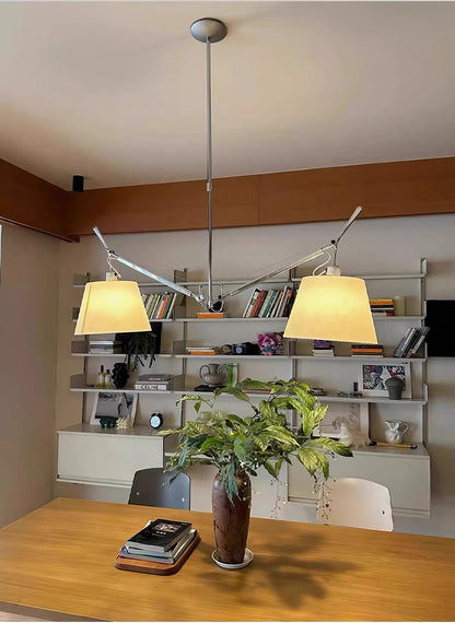 Arcadia Shade Pendant Lamp ∅ 47.2″ x H 35.4-51.2″ / Chrome & White Pendant light