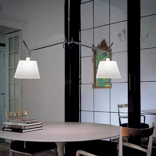 Arcadia Shade Pendant Lamp ∅ 47.2″ x H 35.4-51.2″ / Chrome & White Pendant light