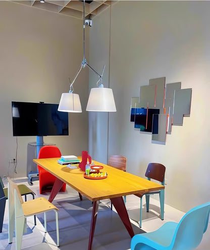 Arcadia Shade Pendant Lamp ∅ 47.2″ x H 35.4-51.2″ / Chrome & White Pendant light