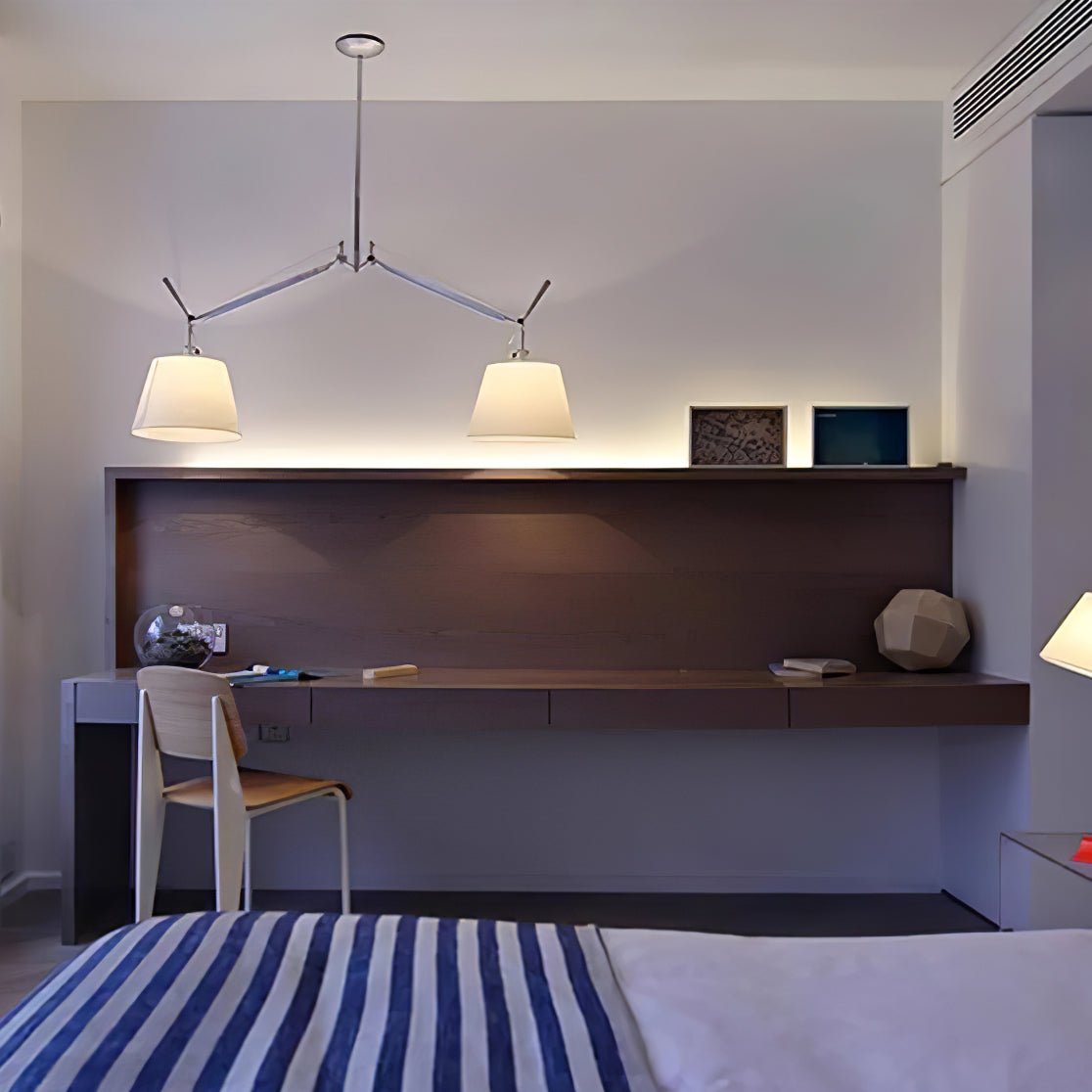 Arcadia Shade Pendant Lamp ∅ 47.2″ x H 35.4-51.2″ / Chrome & White Pendant light