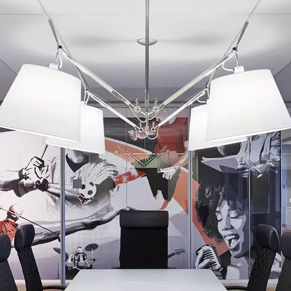 Arcadia Shade Pendant Lamp ∅ 47.2″ x H 35.4-51.2″ / Chrome & White Pendant light