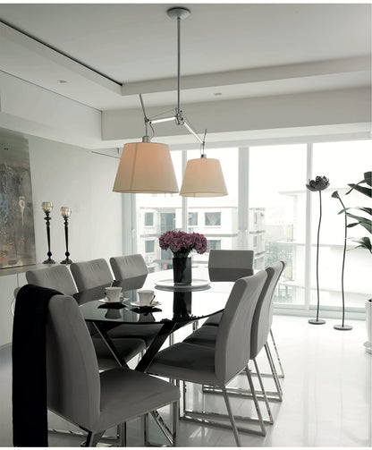 Arcadia Shade Pendant Lamp ∅ 47.2″ x H 35.4-51.2″ / Chrome & White Pendant light