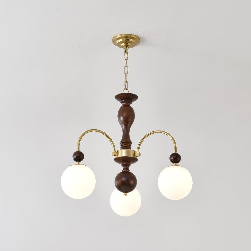 Archway Walnut Color Chandelier 3 heads ∅ 25.6″ x H 20.9″ / Walnut Color & Gold Chandelier