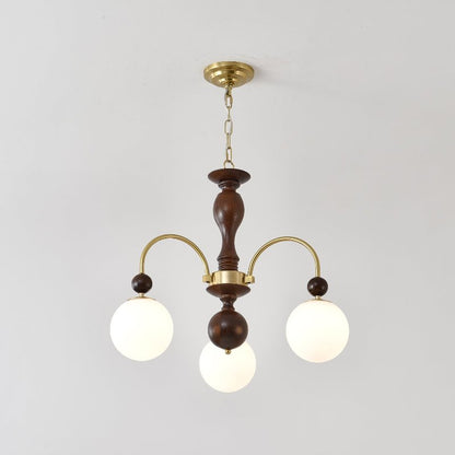 Archway Walnut Color Chandelier 3 heads ∅ 25.6″ x H 20.9″ / Walnut Color & Gold Chandelier