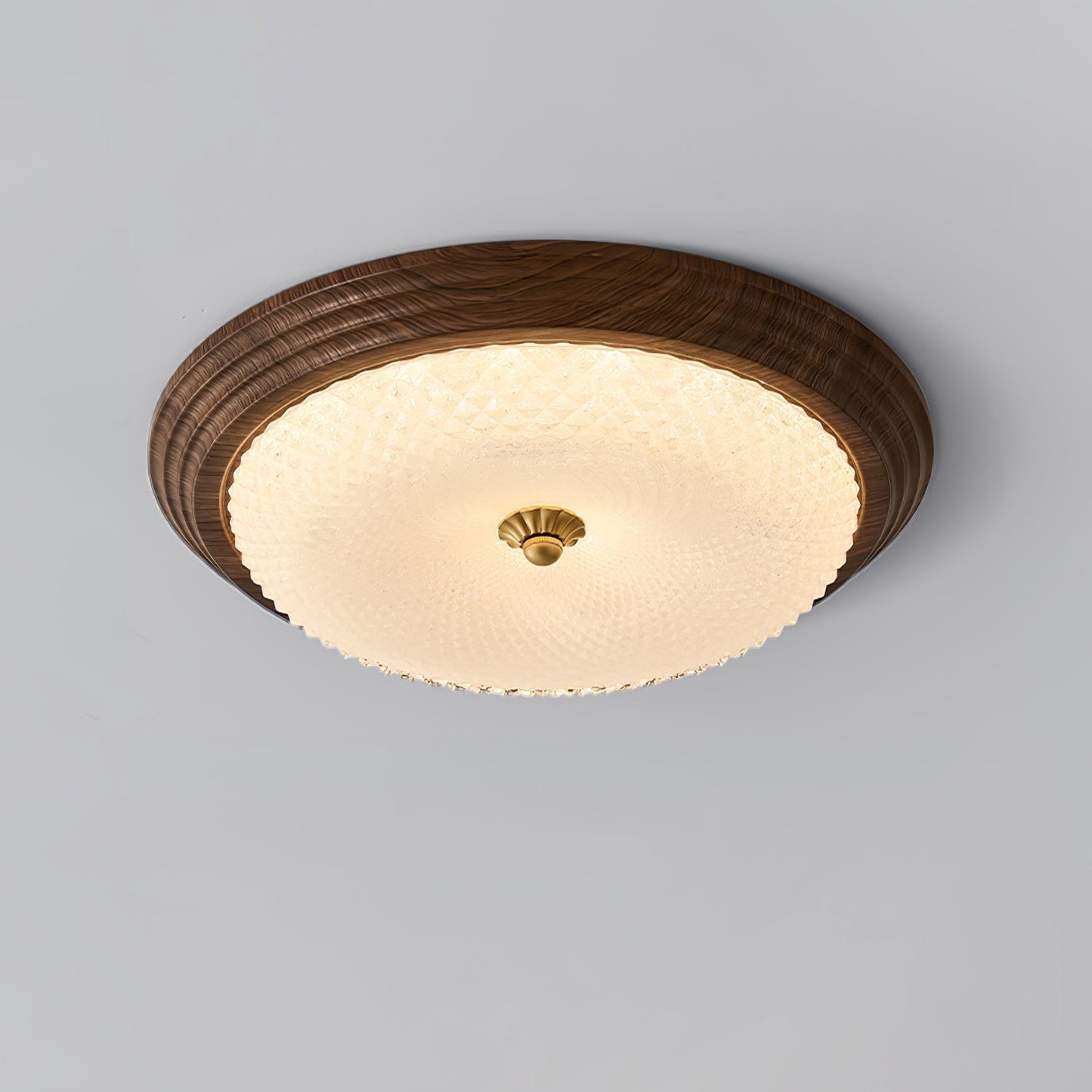 Arlington Ceiling Lamp ∅ 13″ x H 3.9″ / Dia 33cm x H 10cm / Walnut & Opaque / Warm Light Ceiling lamp