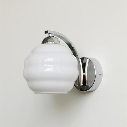 Art Deco Vintage Wall Lamp ∅ 5.9″ x H 6.3″ / Dia 15cm x H 16cm / Chrome + White Wall lamp