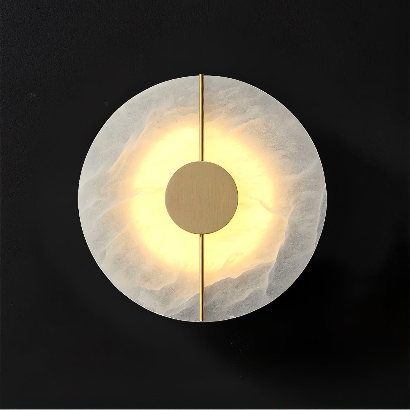 Artistic Alabaster Wall Lamp ∅ 7.9″ x H 7.9″ / Dia 20cm x H 20cm / White & Brass / Warm Light Wall lamp