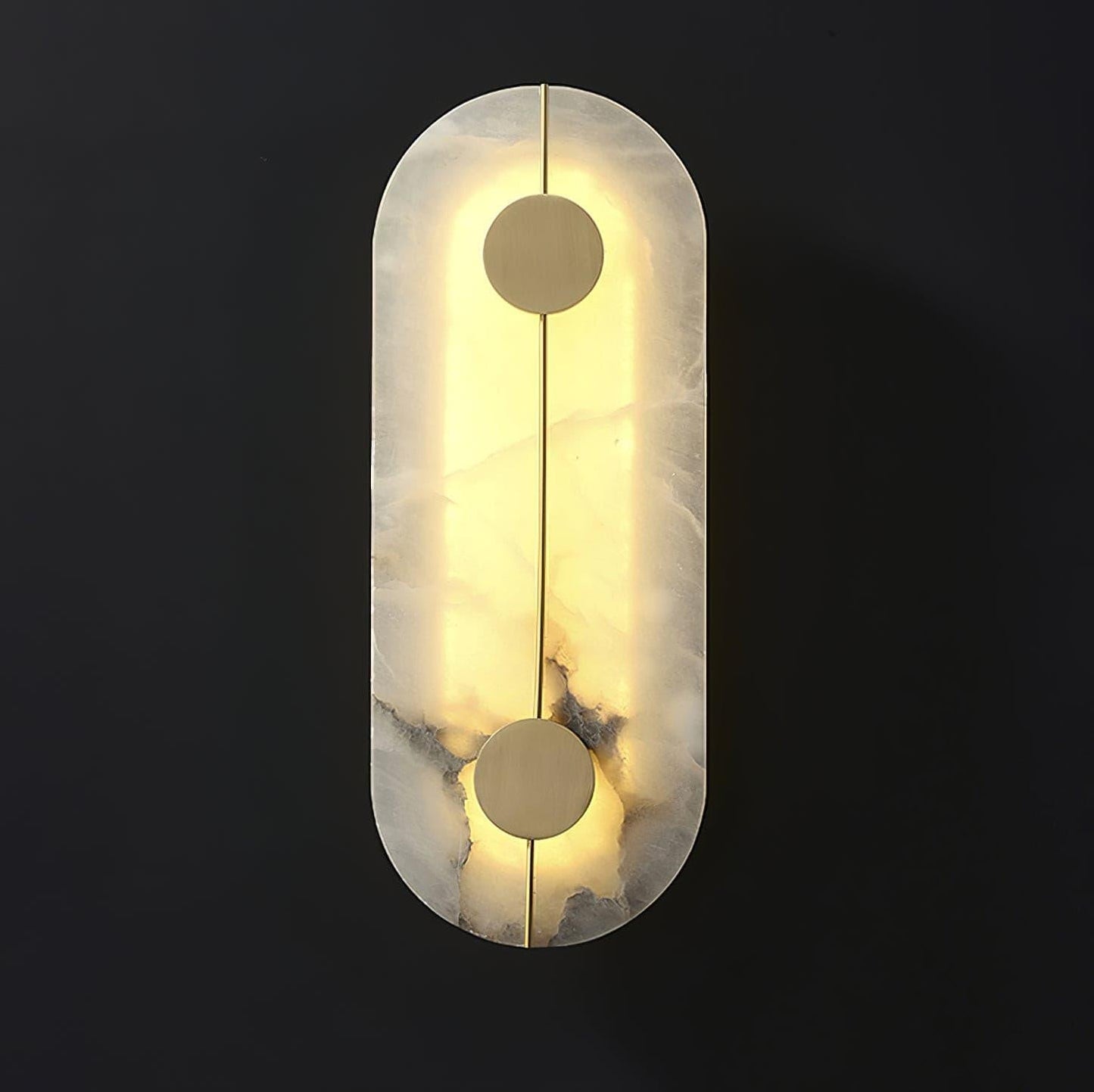 Artistic Alabaster Wall Lamp ∅ 6.5″ x H 16.7″ / Dia 16.5cm x H 42.5cm / White & Brass / Warm Light Wall lamp