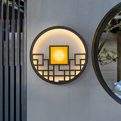 Asian Style Round Garden Wall Light Wall lamp