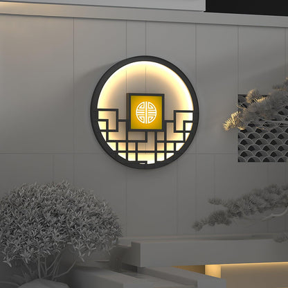 Asian Style Round Garden Wall Light Wall lamp