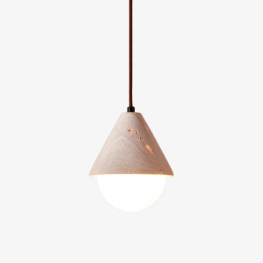 Aslo Pendant Lamp ∅ 6.3″ x H 7.9″ / Yellow Travertine & White pendant Lamp