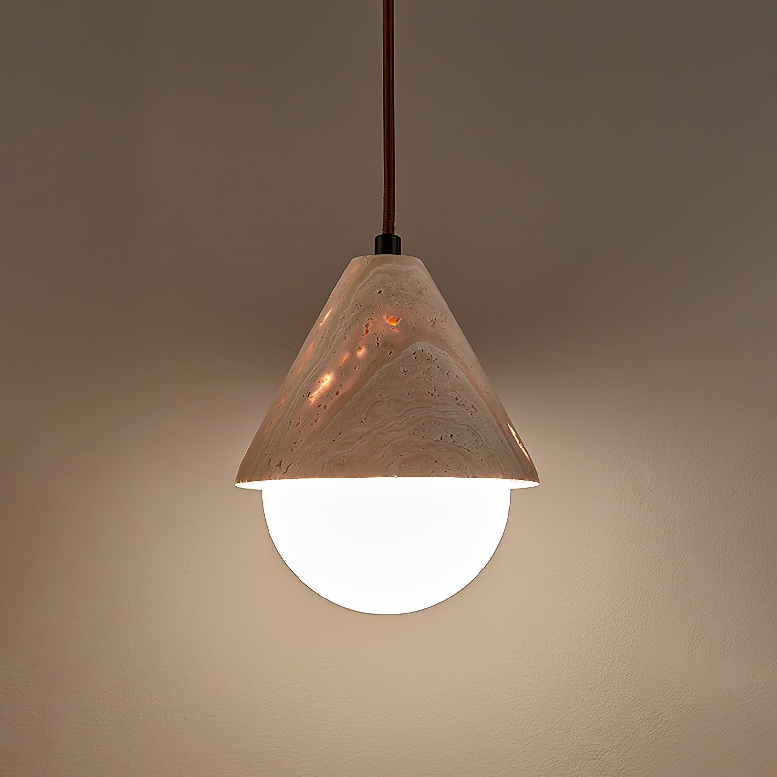 Aslo Pendant Lamp ∅ 6.3″ x H 7.9″ / Yellow Travertine & White pendant Lamp
