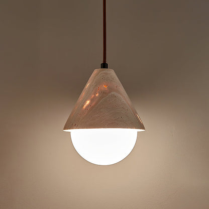 Aslo Pendant Lamp ∅ 6.3″ x H 7.9″ / Yellow Travertine & White pendant Lamp