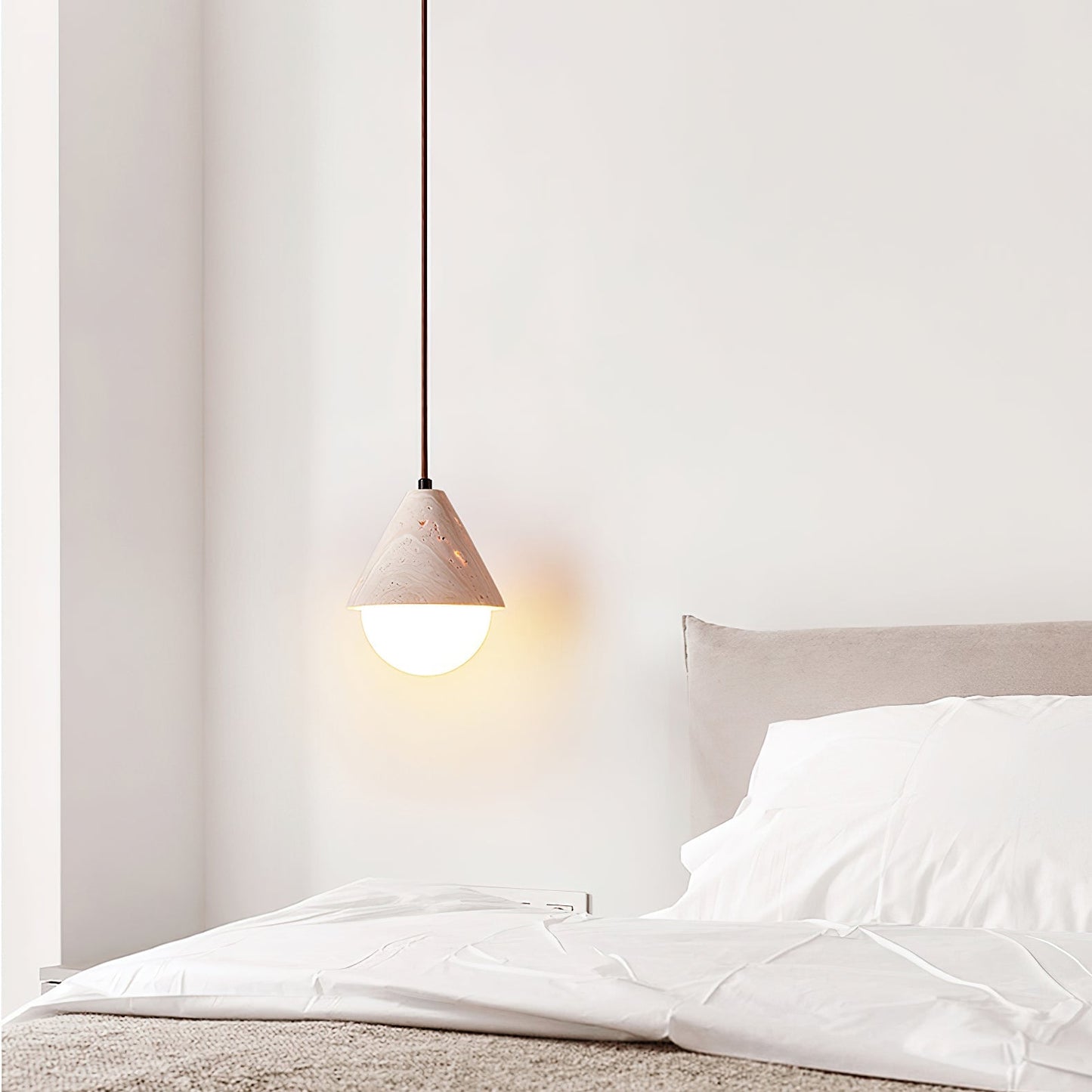Aslo Pendant Lamp ∅ 6.3″ x H 7.9″ / Yellow Travertine & White pendant Lamp