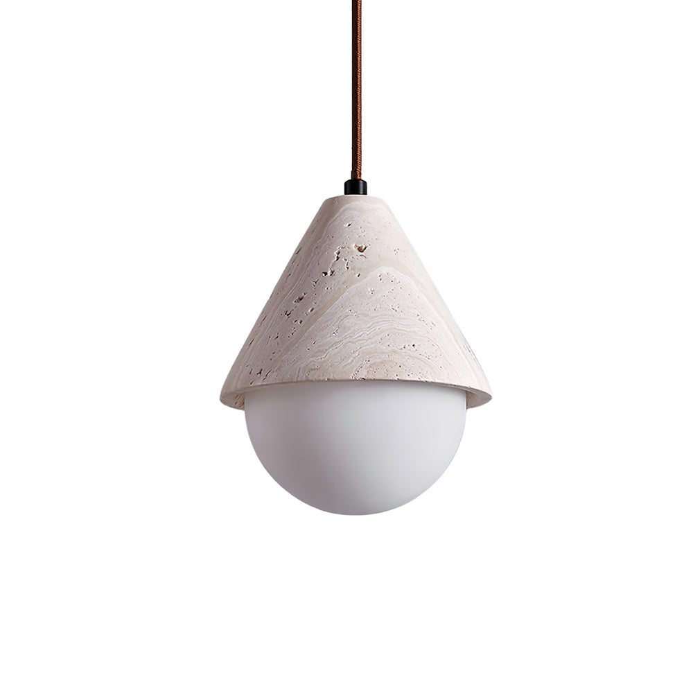Aslo Pendant Lamp ∅ 6.3″ x H 7.9″ / Yellow Travertine & White pendant Lamp