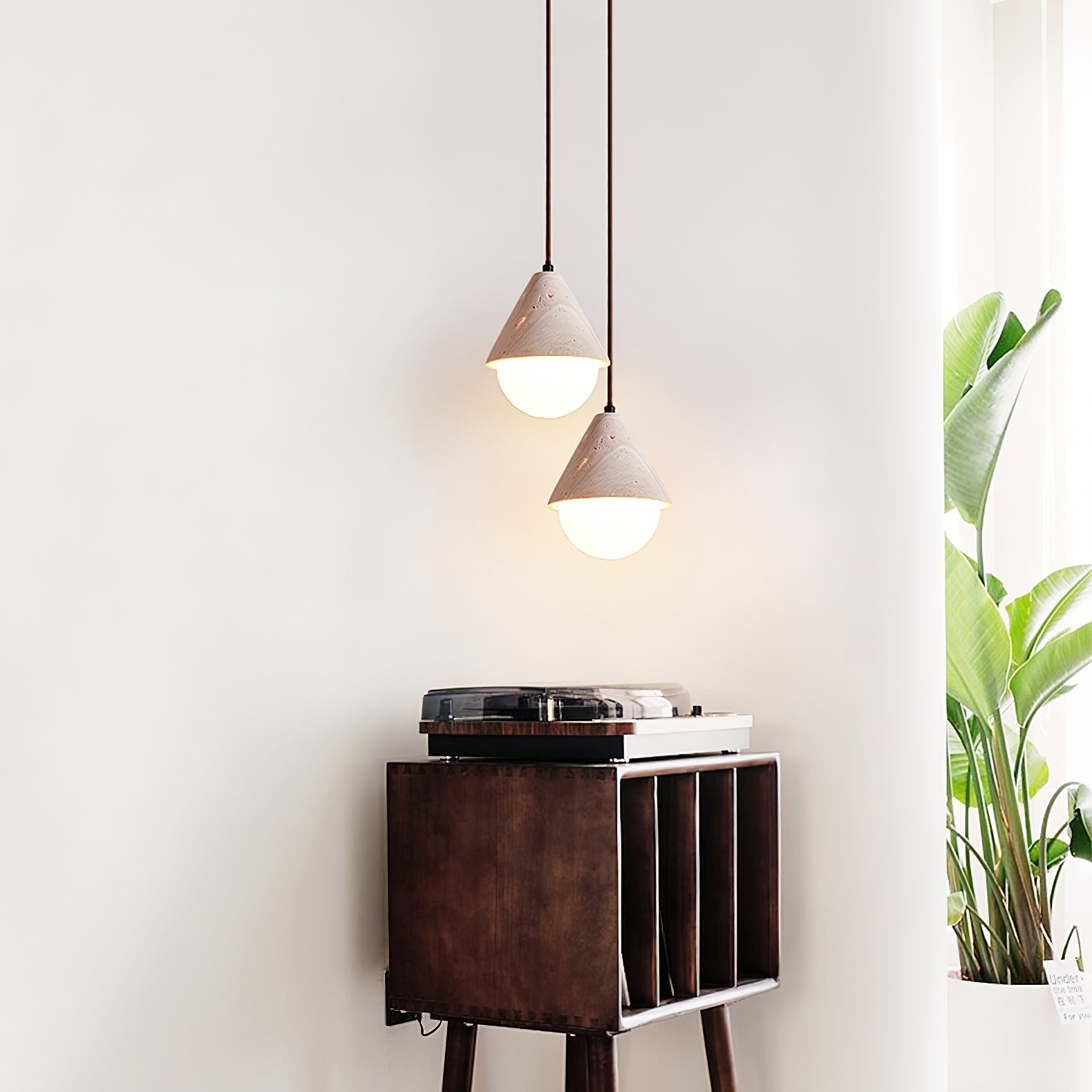 Aslo Pendant Lamp ∅ 6.3″ x H 7.9″ / Yellow Travertine & White pendant Lamp