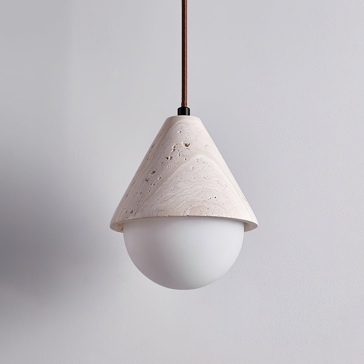 Aslo Pendant Lamp ∅ 6.3″ x H 7.9″ / Yellow Travertine & White pendant Lamp