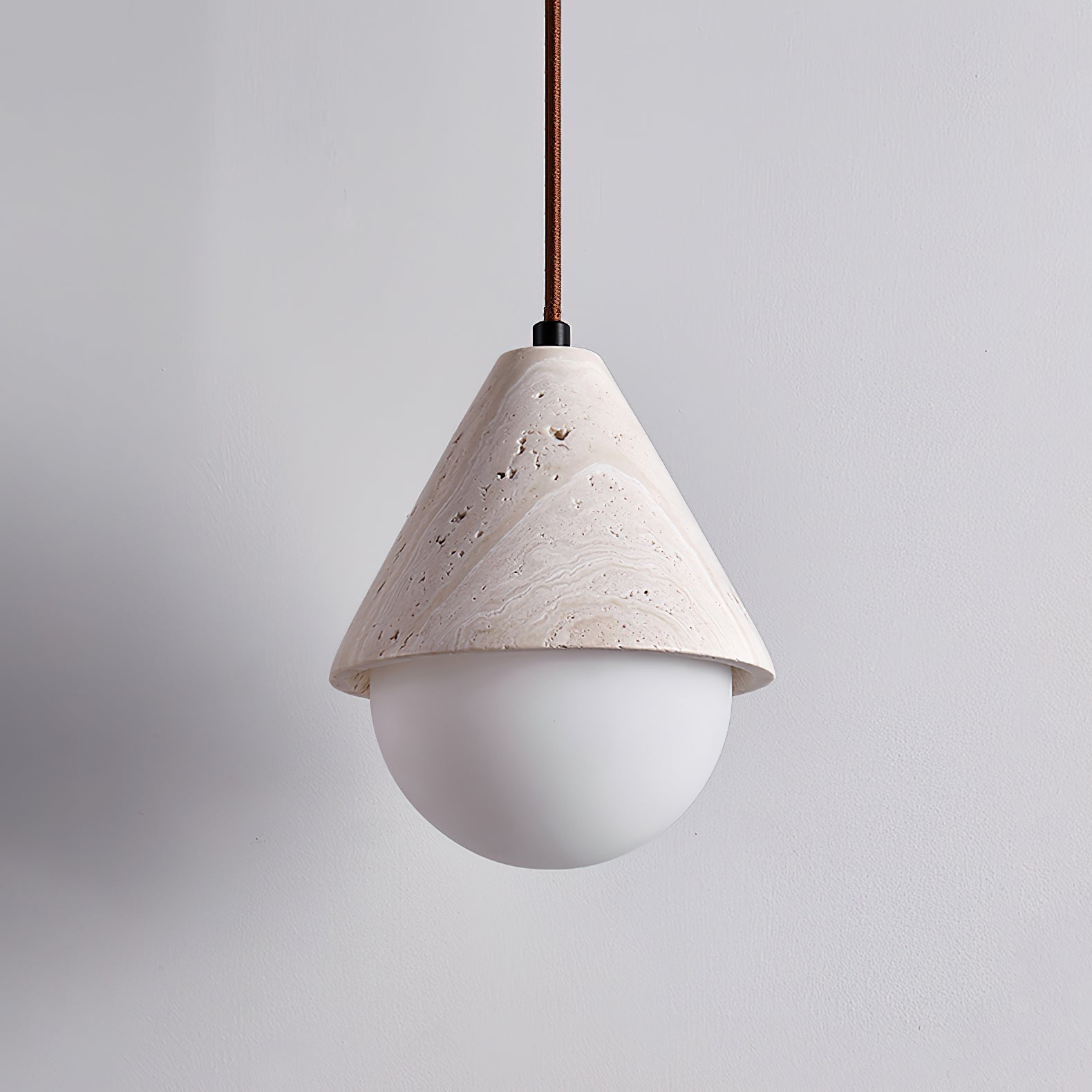 Aslo Pendant Lamp ∅ 6.3″ x H 7.9″ / Yellow Travertine & White pendant Lamp