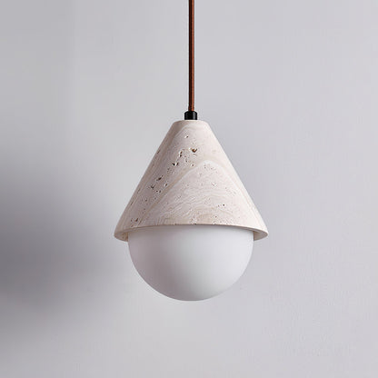 Aslo Pendant Lamp ∅ 6.3″ x H 7.9″ / Yellow Travertine & White pendant Lamp