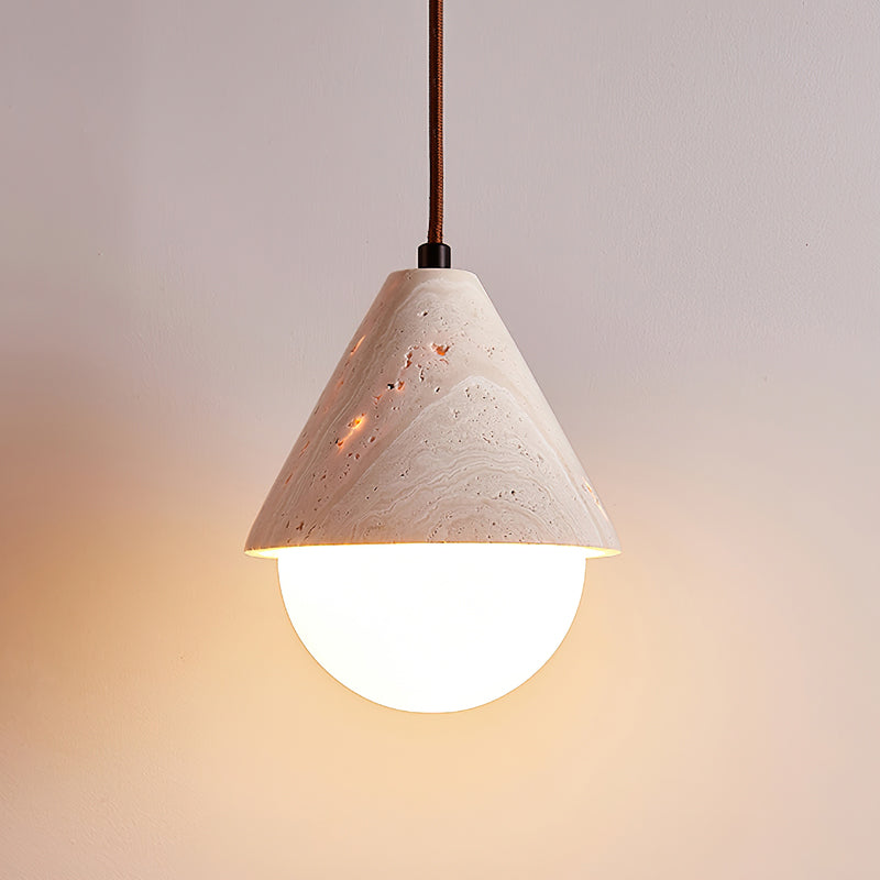 Aslo Pendant Lamp ∅ 6.3″ x H 7.9″ / Yellow Travertine & White pendant Lamp