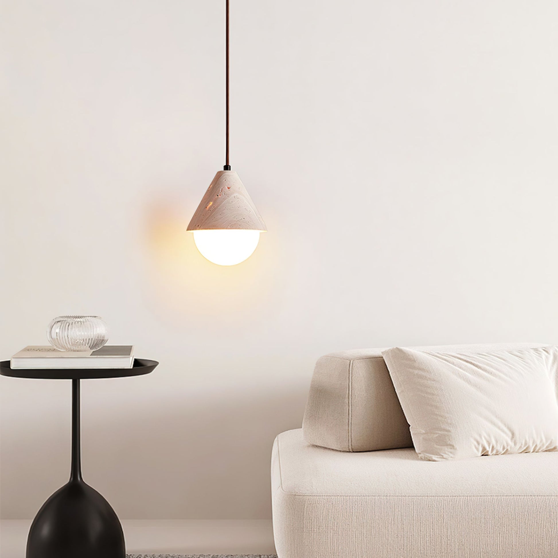 Aslo Pendant Lamp ∅ 6.3″ x H 7.9″ / Yellow Travertine & White pendant Lamp
