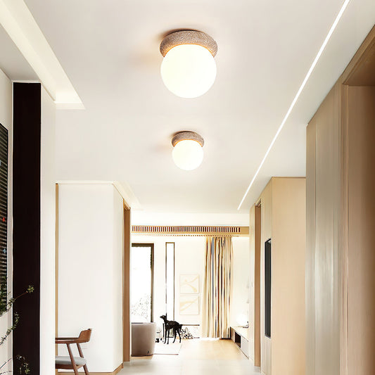 Asteroid Ceiling Lamp ∅ 6.3″ x H 6.3″ / Yellow Travertine & White Ceiling lamp