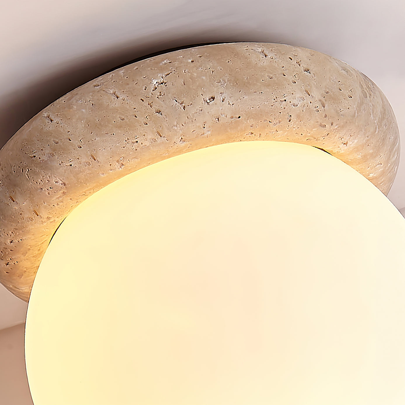 Asteroid Ceiling Lamp ∅ 6.3″ x H 6.3″ / Yellow Travertine & White Ceiling lamp