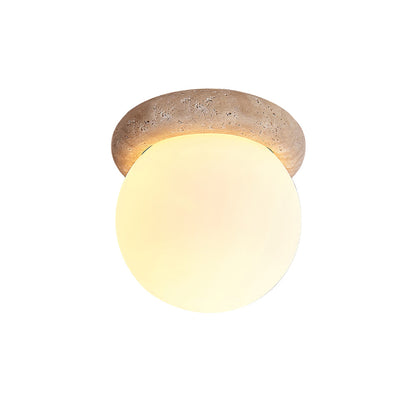 Asteroid Ceiling Lamp ∅ 6.3″ x H 6.3″ / Yellow Travertine & White Ceiling lamp