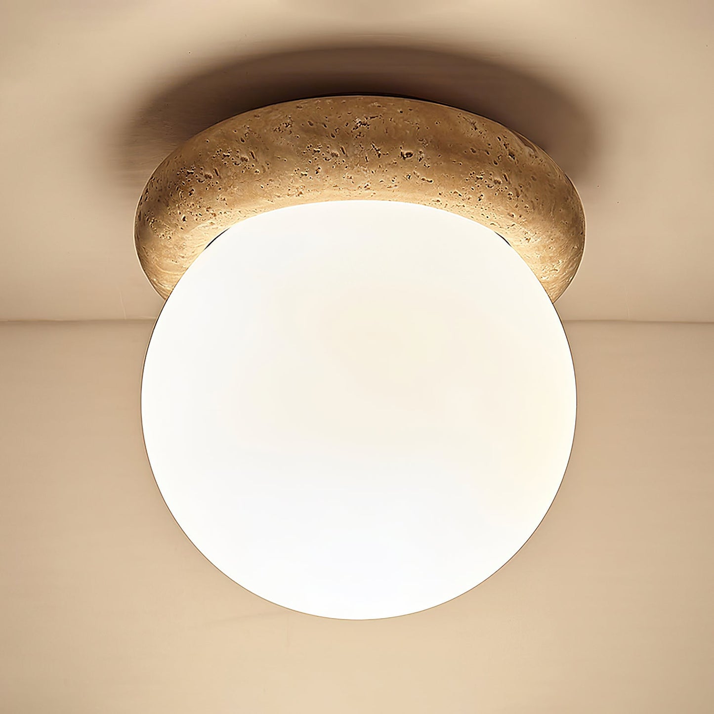 Asteroid Ceiling Lamp ∅ 6.3″ x H 6.3″ / Yellow Travertine & White Ceiling lamp