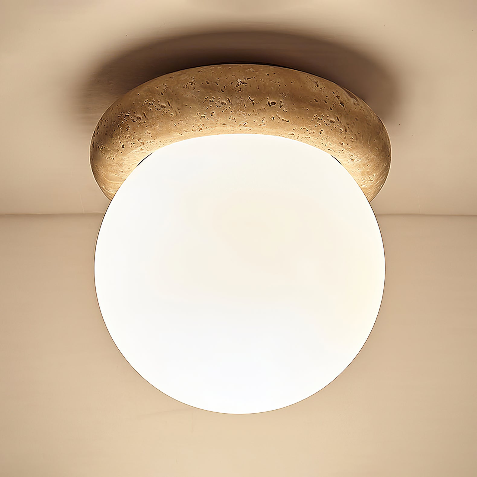 Asteroid Ceiling Lamp ∅ 6.3″ x H 6.3″ / Yellow Travertine & White Ceiling lamp